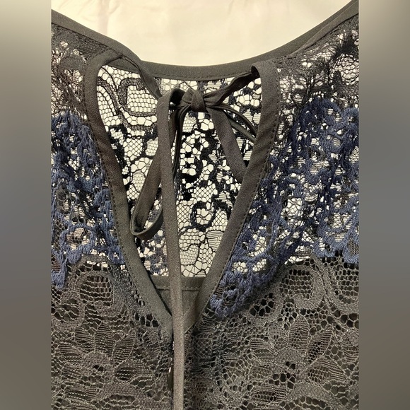 Ann Taylor Loft Lace Shift Dress Mini Black and Blue Size 4 - Picture 9 of 14